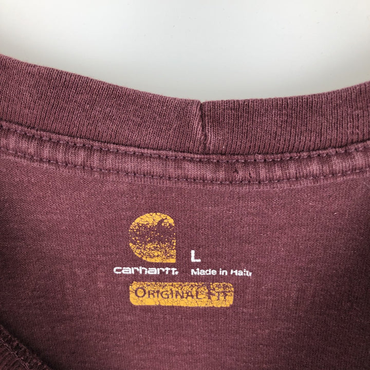 Carhartt Original Fit Long Sleeve T-Shirt, Men's Size L cotton red type reddish brown Vintage Second Hand
