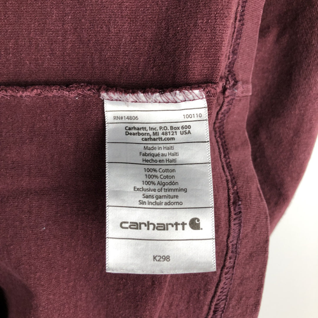 Carhartt Original Fit Long Sleeve T-Shirt, Men's Size L cotton red type reddish brown Vintage Second Hand