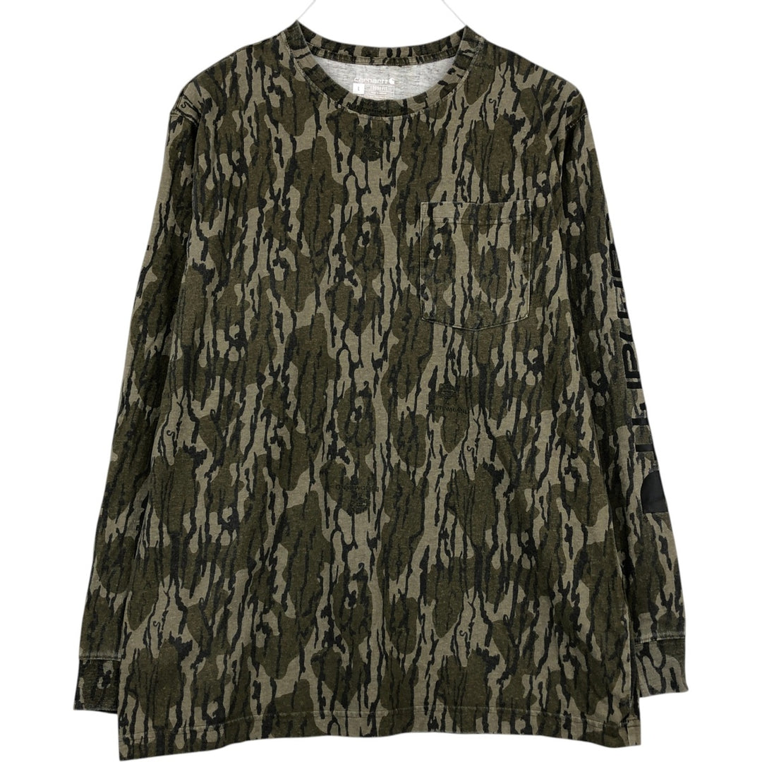 Carhartt Loose Fit Camouflage Pattern Long-Sleeve T-Shirt (Men's Size L) unclear Khaki type Vintage Second Hand