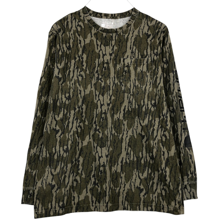 Carhartt Loose Fit Camouflage Pattern Long-Sleeve T-Shirt (Men's Size L) unclear Khaki type Vintage Second Hand