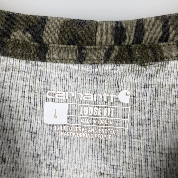 Carhartt Loose Fit Camouflage Pattern Long-Sleeve T-Shirt (Men's Size L) unclear Khaki type Vintage Second Hand