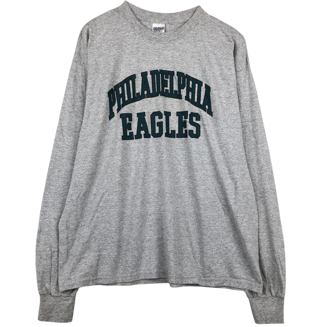 2000'S Gildan NFL Philadelphia Eagles Long-Sleeve T-Shirt (Men's XL equivalent) cotton gray type Vintage Second Hand