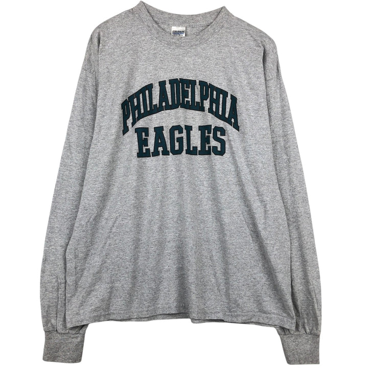 2000'S Gildan NFL Philadelphia Eagles Long-Sleeve T-Shirt (Men's XL equivalent) cotton gray type Vintage Second Hand