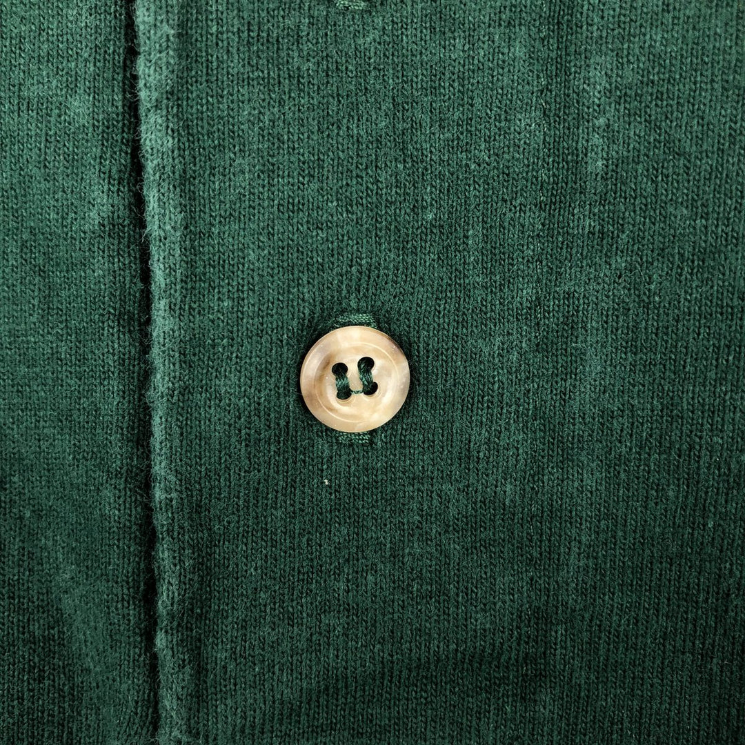 SANTEE HVYWT Henley Neck Long-Sleeve T-Shirt, Made in USA, Men's Size L (approx.) cotton Green type dark green Vintage Second Hand