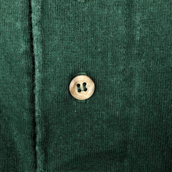 SANTEE HVYWT Henley Neck Long-Sleeve T-Shirt, Made in USA, Men's Size L (approx.) cotton Green type dark green Vintage Second Hand