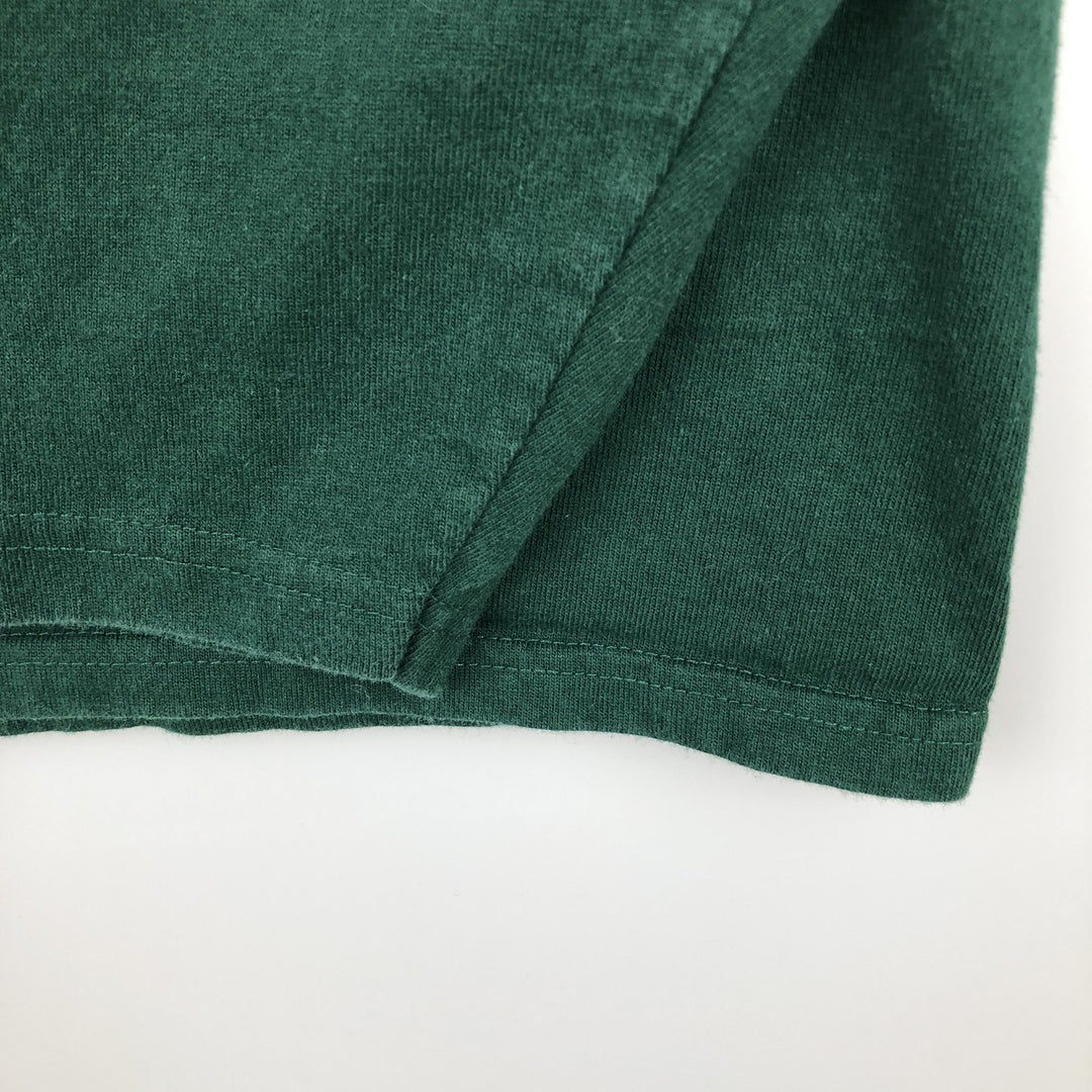 SANTEE HVYWT Henley Neck Long-Sleeve T-Shirt, Made in USA, Men's Size L (approx.) cotton Green type dark green Vintage Second Hand