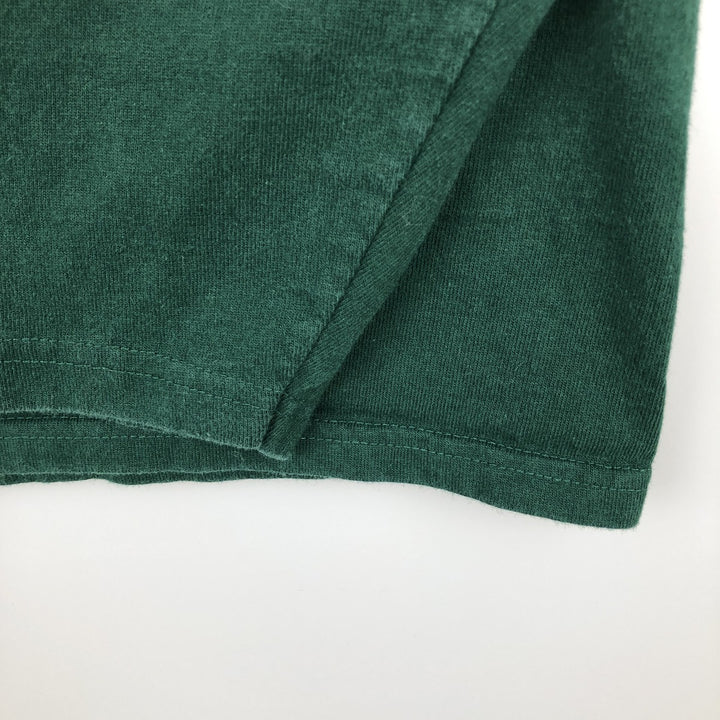 SANTEE HVYWT Henley Neck Long-Sleeve T-Shirt, Made in USA, Men's Size L (approx.) cotton Green type dark green Vintage Second Hand
