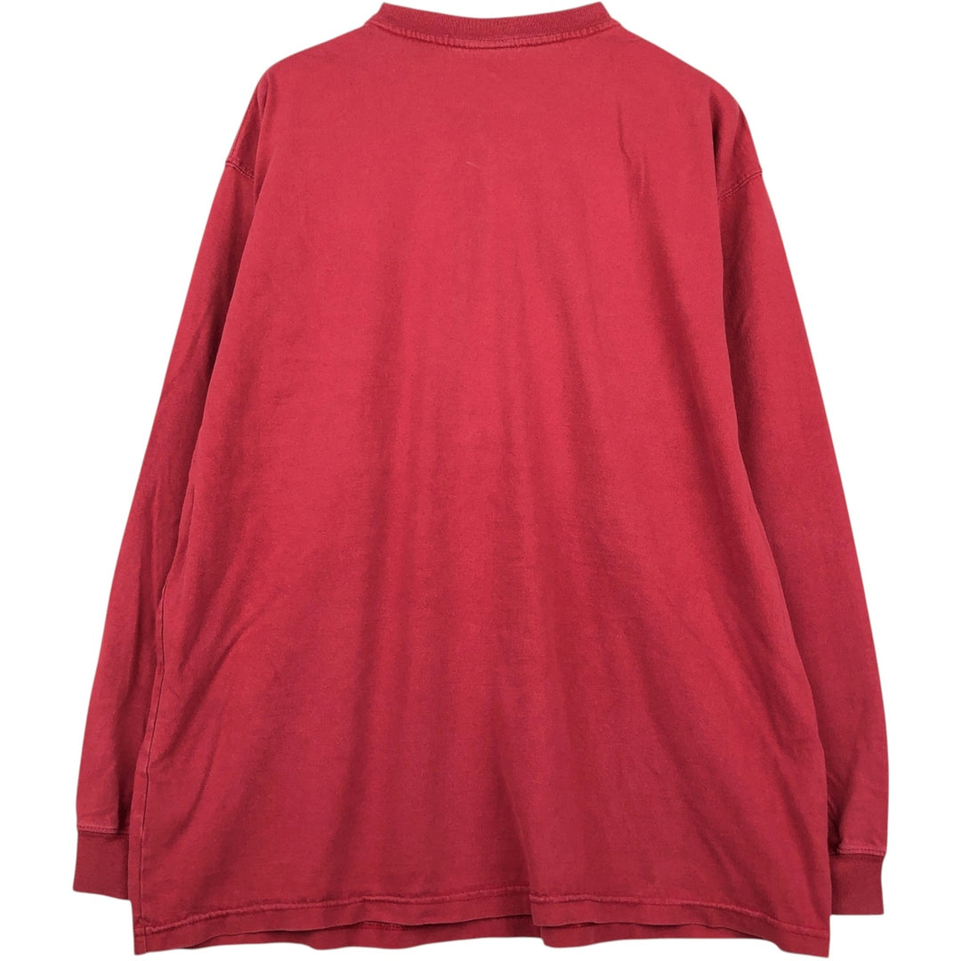 Carhartt Henley neck plain pocket long T-shirt long T men's L size cotton red type Vintage Second Hand