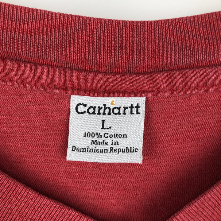 Carhartt Henley neck plain pocket long T-shirt long T men's L size cotton red type Vintage Second Hand