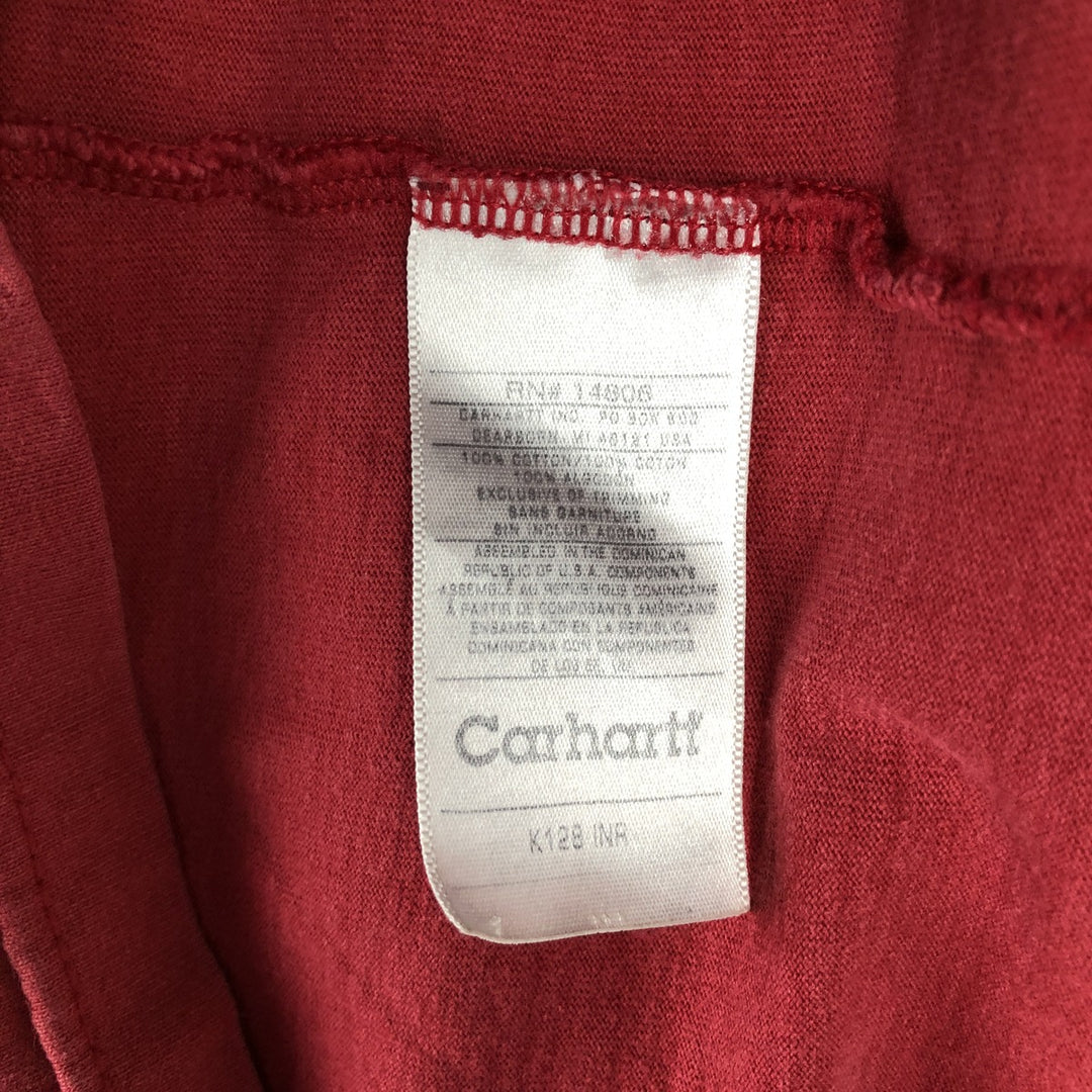 Carhartt Henley neck plain pocket long T-shirt long T men's L size cotton red type Vintage Second Hand