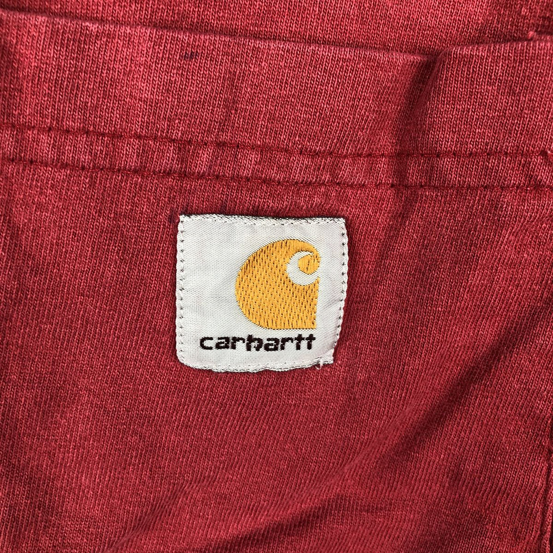 Carhartt Henley neck plain pocket long T-shirt long T men's L size cotton red type Vintage Second Hand