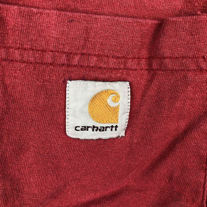 Carhartt Henley neck plain pocket long T-shirt long T men's L size cotton red type Vintage Second Hand