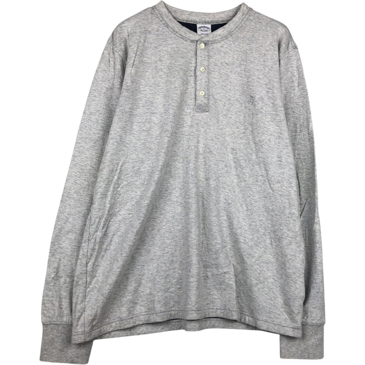 Brooks Brothers Est.1818 Henley Neck Long-Sleeve T-Shirt (Men's XL equivalent) cotton gray type Vintage Second Hand
