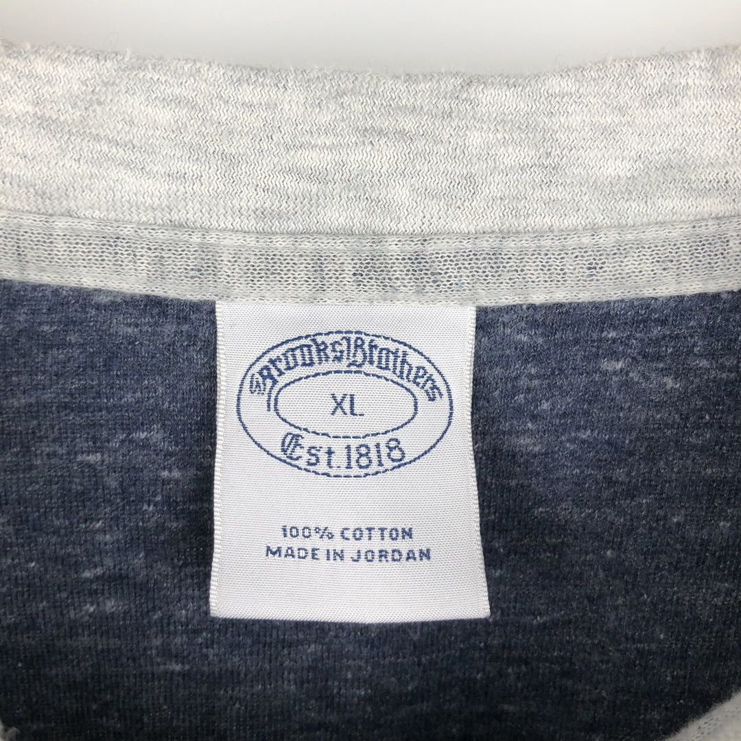 Brooks Brothers Est.1818 Henley Neck Long-Sleeve T-Shirt (Men's XL equivalent) cotton gray type Vintage Second Hand