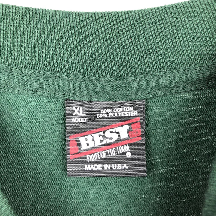90'S Fruit of the Loom Best Long Sleeve T-Shirt, Made in USA, Men's XL, Vintage cotton green type Vintage Second Hand