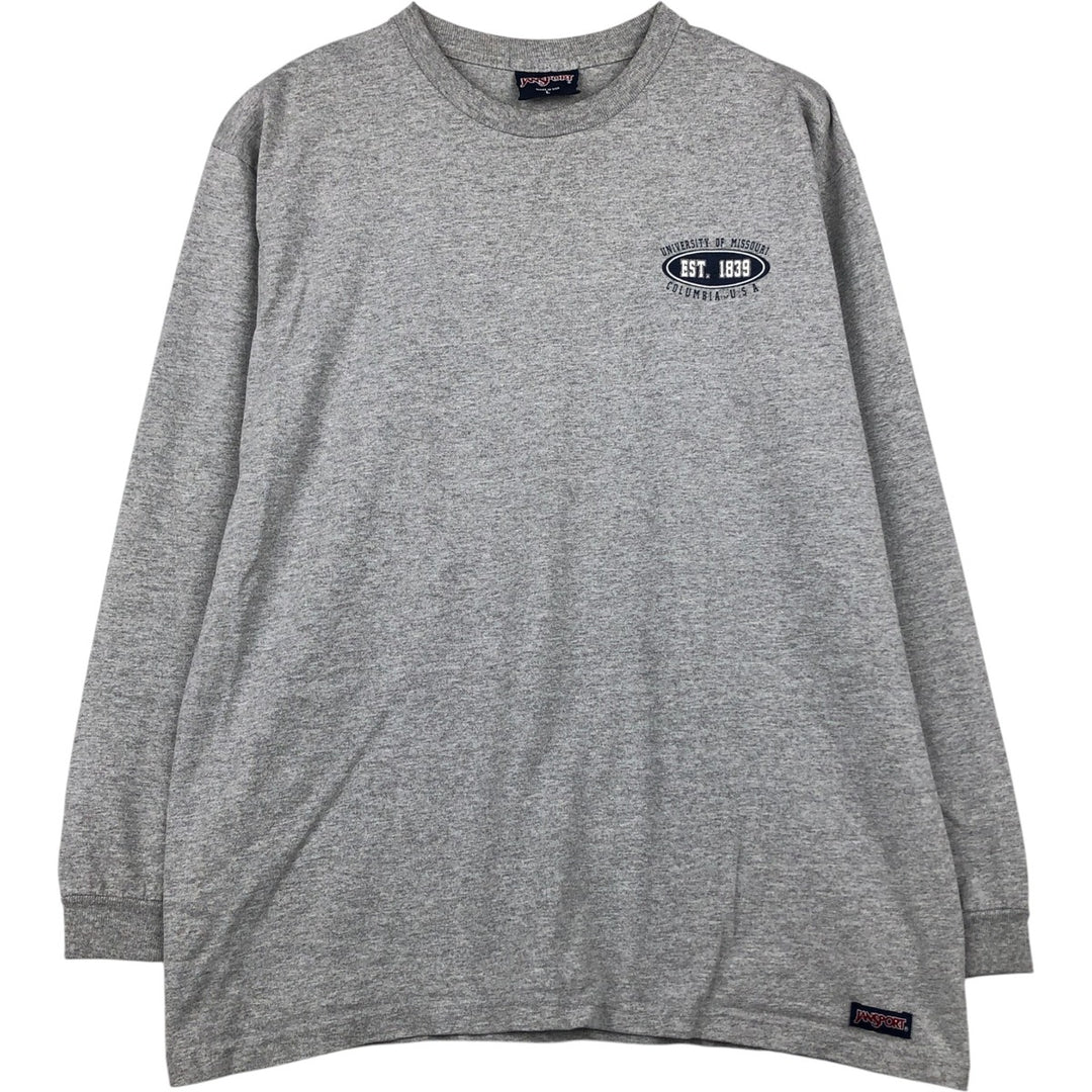 Jansport Long-Sleeve T-Shirt, Made in USA, Men's Size L cotton gray type Vintage Second Hand