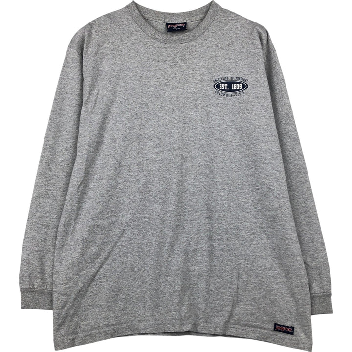 Jansport Long-Sleeve T-Shirt, Made in USA, Men's Size L cotton gray type Vintage Second Hand