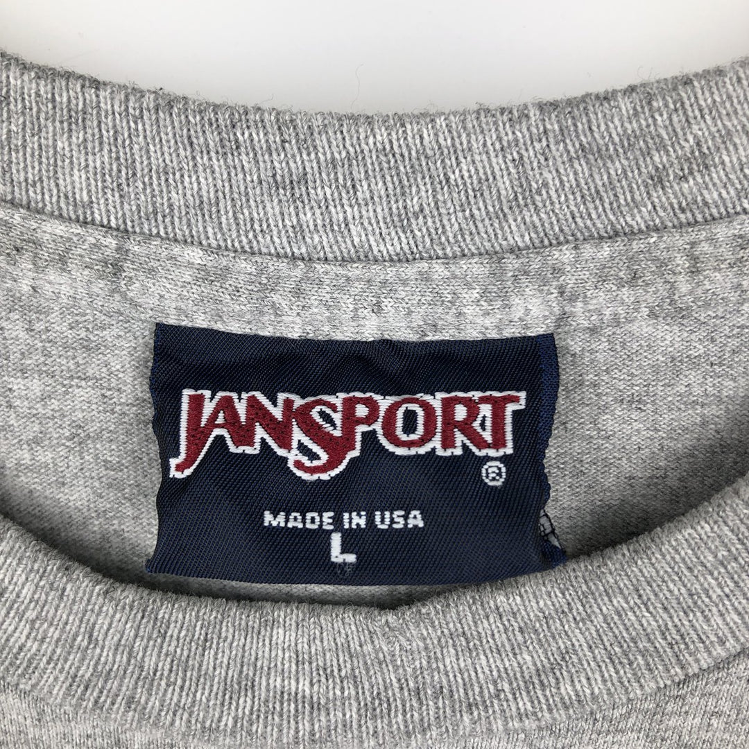 Jansport Long-Sleeve T-Shirt, Made in USA, Men's Size L cotton gray type Vintage Second Hand