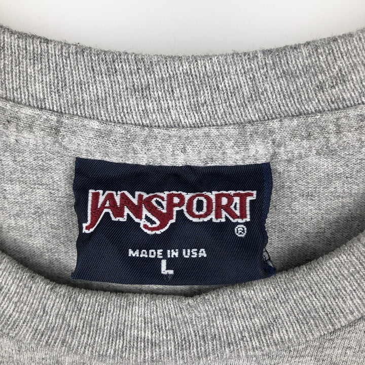 Jansport Long-Sleeve T-Shirt, Made in USA, Men's Size L cotton gray type Vintage Second Hand