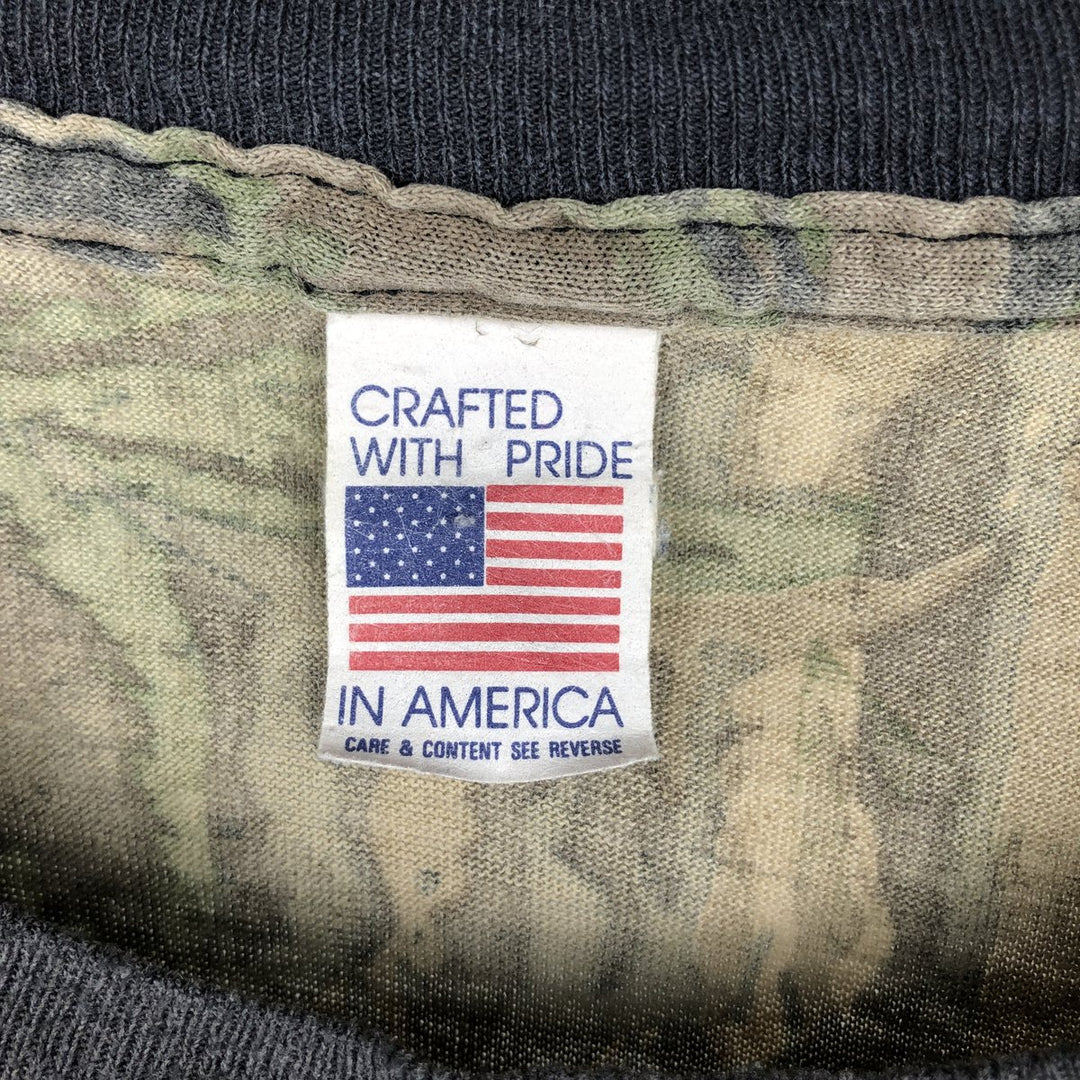 80s-90'S Camouflage Pattern Real Tree Camo Long-Sleeve T-Shirt, Made in USA, Men's XL Equivalent, Vintage polyester Khaki type Vintage Second Hand