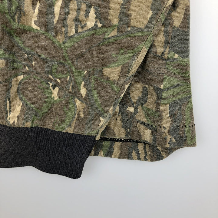 80s-90'S Camouflage Pattern Real Tree Camo Long-Sleeve T-Shirt, Made in USA, Men's XL Equivalent, Vintage polyester Khaki type Vintage Second Hand