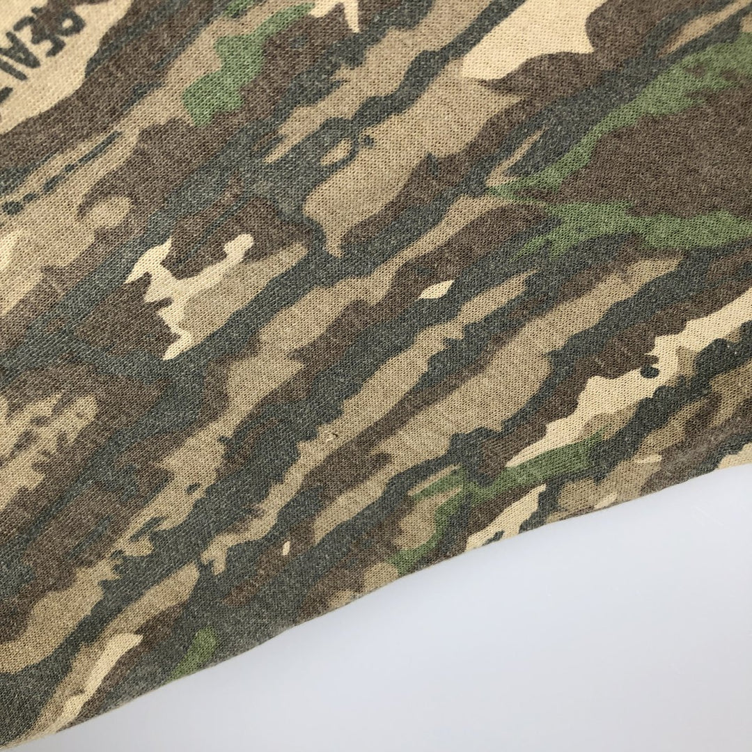 80s-90'S Camouflage Pattern Real Tree Camo Long-Sleeve T-Shirt, Made in USA, Men's XL Equivalent, Vintage polyester Khaki type Vintage Second Hand