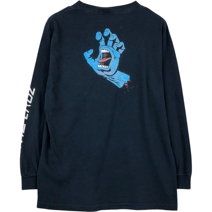 SANTA CRUZ Long-Sleeve T-Shirt, Men's Size L (equivalent), Surf/Skate cotton navy blue type Vintage Second Hand