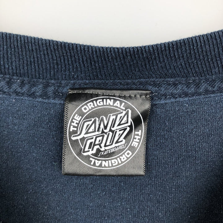 SANTA CRUZ Long-Sleeve T-Shirt, Men's Size L (equivalent), Surf/Skate cotton navy blue type Vintage Second Hand