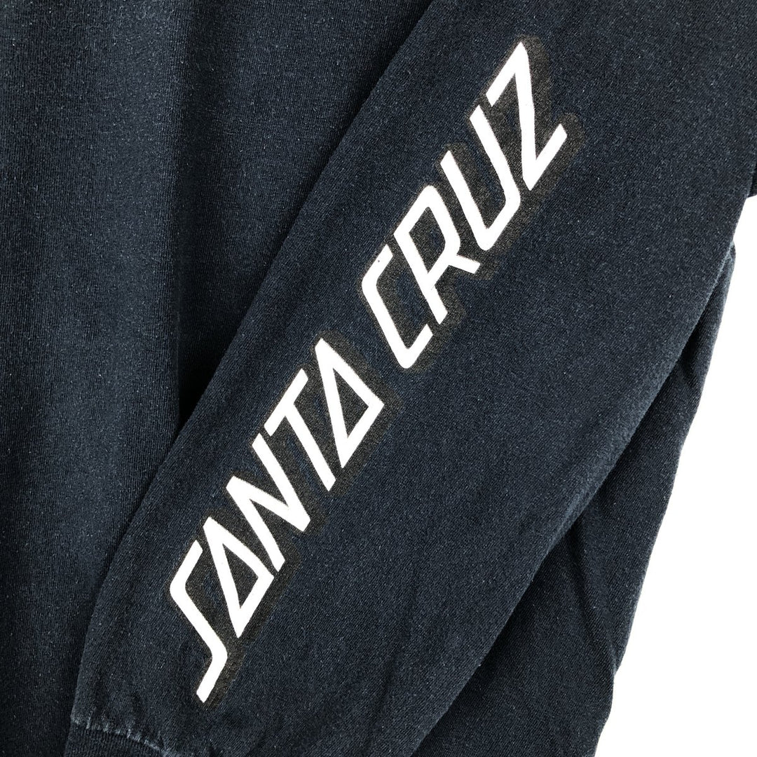 SANTA CRUZ Long-Sleeve T-Shirt, Men's Size L (equivalent), Surf/Skate cotton navy blue type Vintage Second Hand