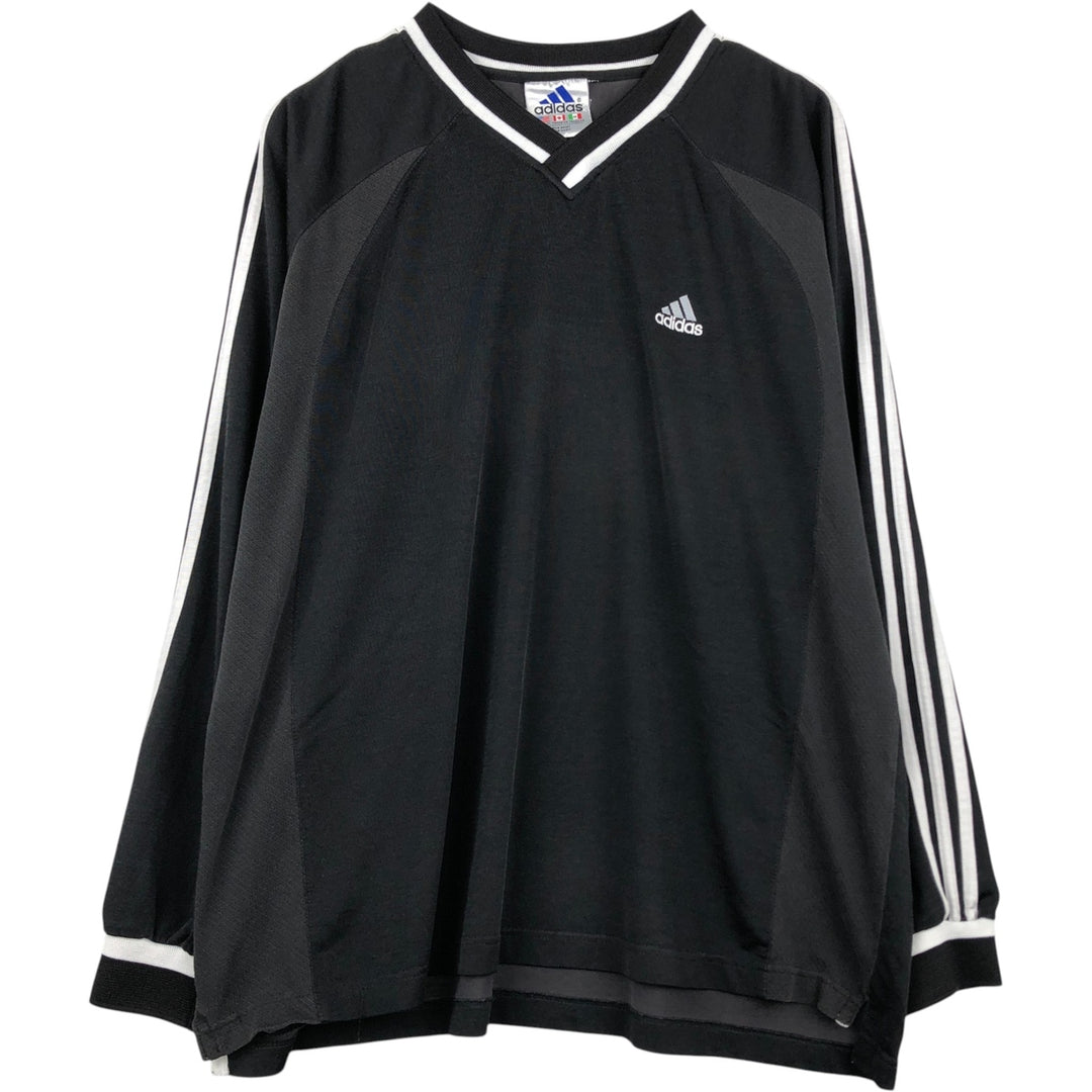 Adidas V-neck Long-Sleeve T-Shirt (Men's XL equivalent) unclear black type Vintage Second Hand