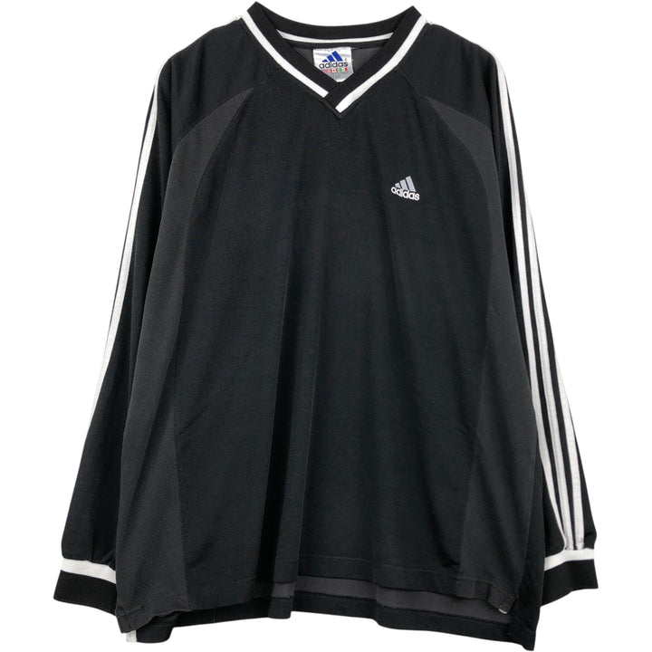 Adidas V-neck Long-Sleeve T-Shirt (Men's XL equivalent) unclear black type Vintage Second Hand