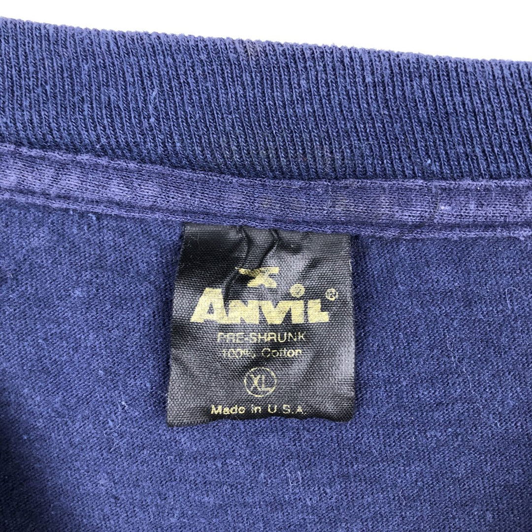 80'S Anvil Long-Sleeve T-Shirt, Made in USA, Men's XL (approx.), Vintage cotton navy blue type Vintage Second Hand
