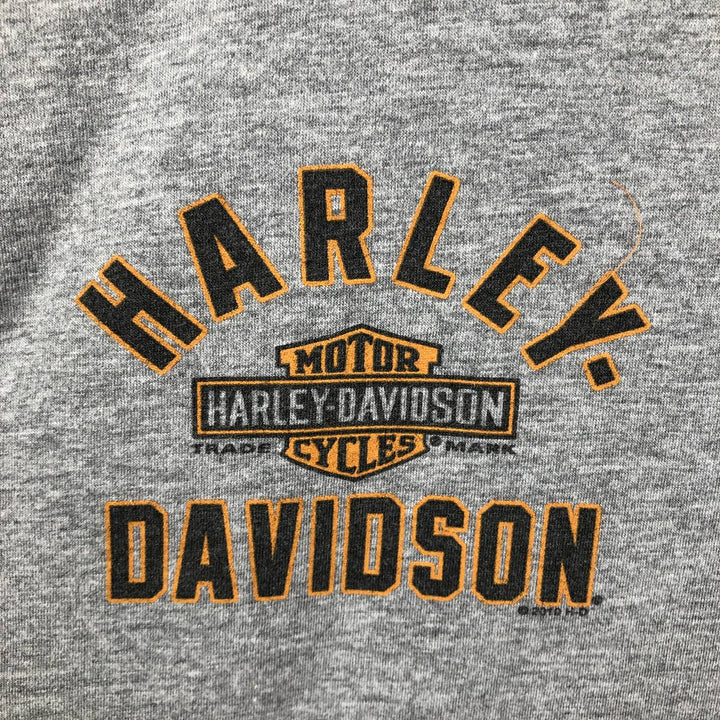 Harley-Davidson Motorcycle Henley Neck Long-Sleeve T-Shirt (Men's XL equivalent) cotton gray type Vintage Second Hand
