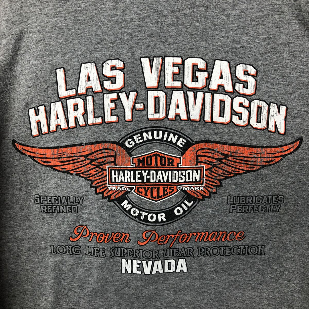 Harley-Davidson Motorcycle Henley Neck Long-Sleeve T-Shirt (Men's XL equivalent) cotton gray type Vintage Second Hand