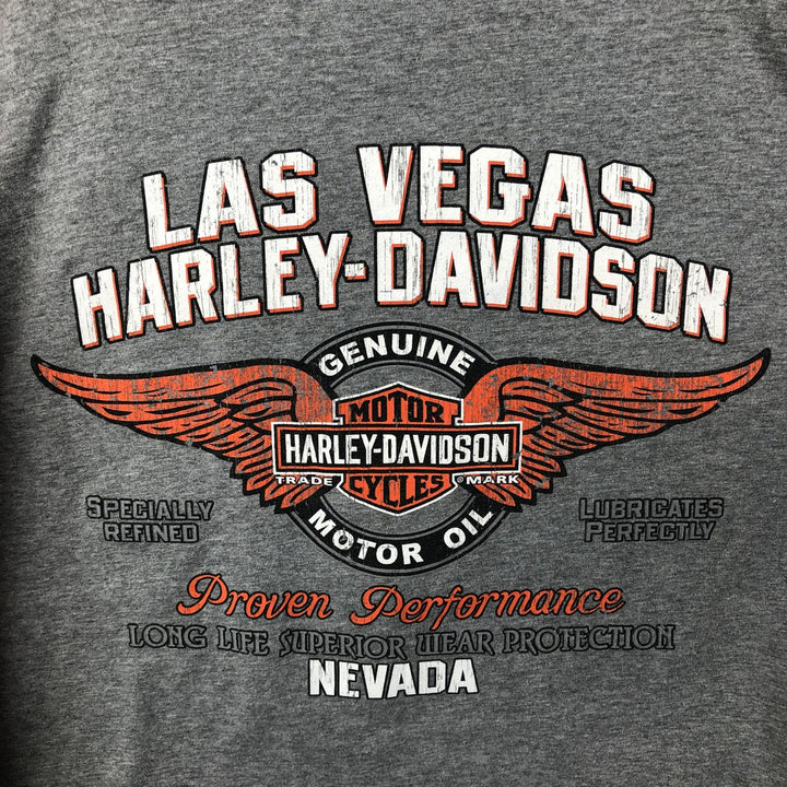 Harley-Davidson Motorcycle Henley Neck Long-Sleeve T-Shirt (Men's XL equivalent) cotton gray type Vintage Second Hand