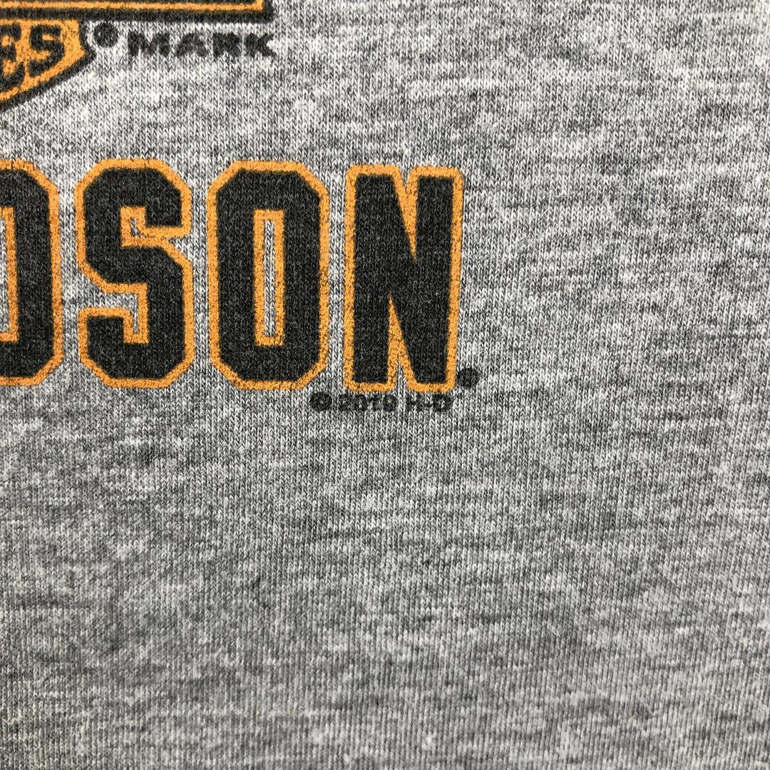 Harley-Davidson Motorcycle Henley Neck Long-Sleeve T-Shirt (Men's XL equivalent) cotton gray type Vintage Second Hand