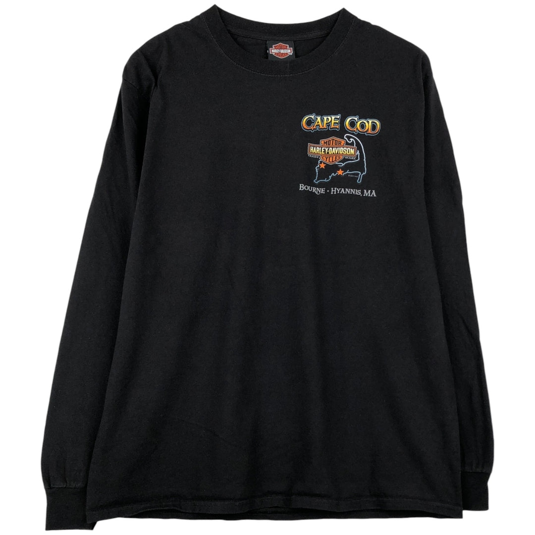 Harley-Davidson Motorcycle Long Sleeve T-Shirt, Men's Size Medium unclear black type Vintage Second Hand