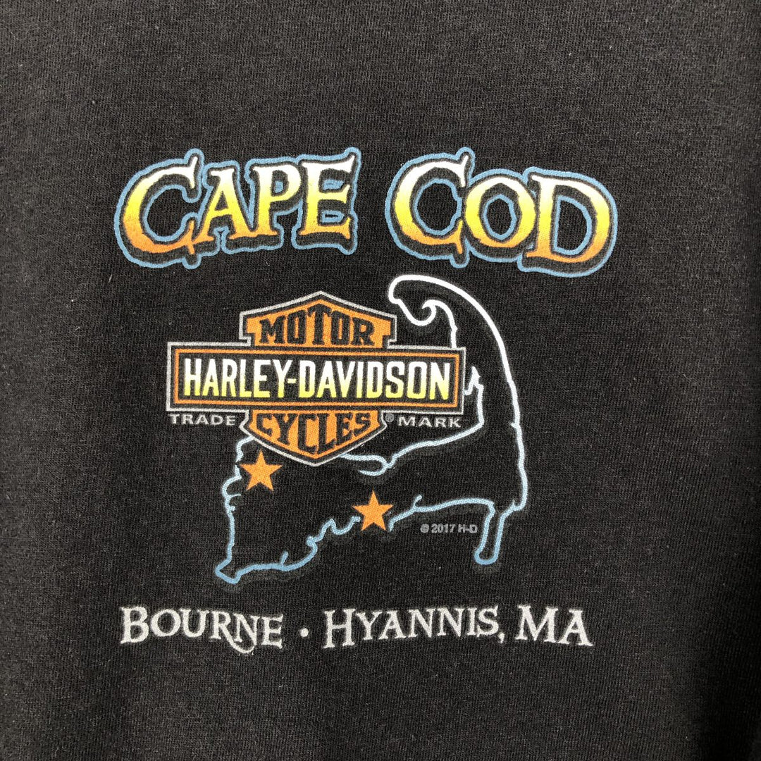 Harley-Davidson Motorcycle Long Sleeve T-Shirt, Men's Size Medium unclear black type Vintage Second Hand