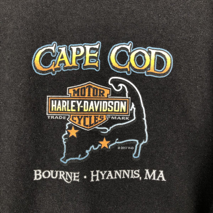 Harley-Davidson Motorcycle Long Sleeve T-Shirt, Men's Size Medium unclear black type Vintage Second Hand