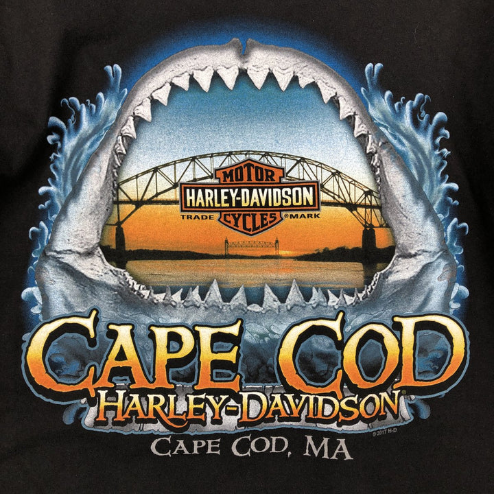 Harley-Davidson Motorcycle Long Sleeve T-Shirt, Men's Size Medium unclear black type Vintage Second Hand
