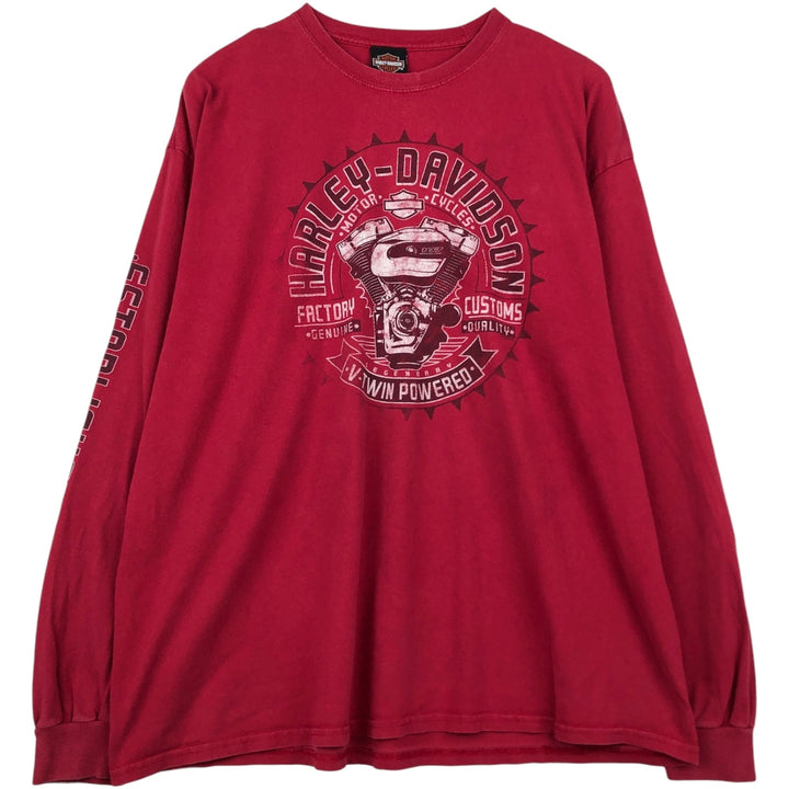 Harley-Davidson Motorcycle Long Sleeve T-Shirt, Men's Size XL unclear red type Vintage Second Hand