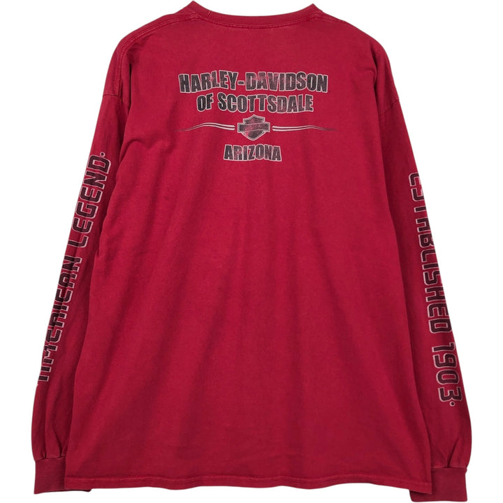 Harley-Davidson Motorcycle Long Sleeve T-Shirt, Men's Size XL unclear red type Vintage Second Hand