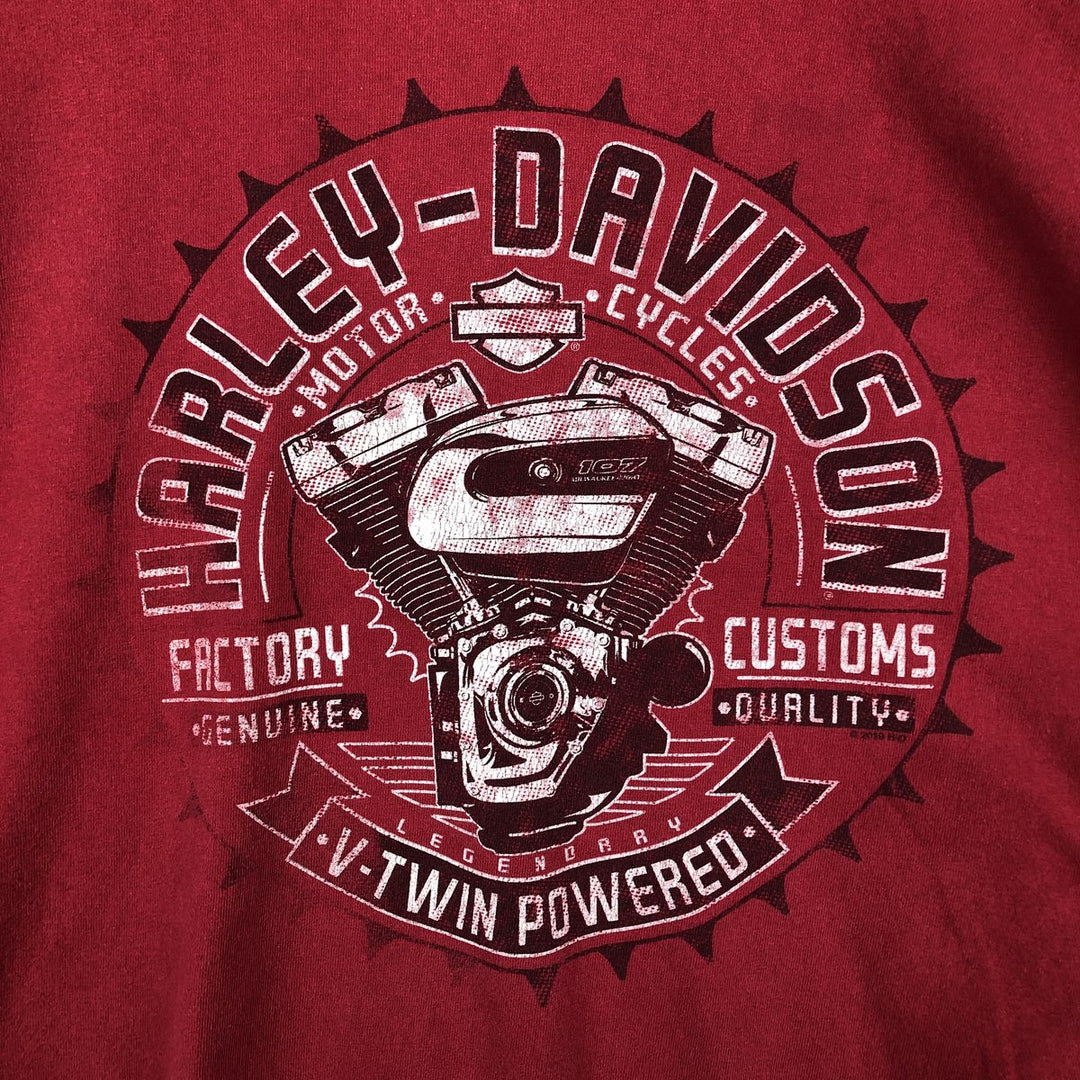 Harley-Davidson Motorcycle Long Sleeve T-Shirt, Men's Size XL unclear red type Vintage Second Hand