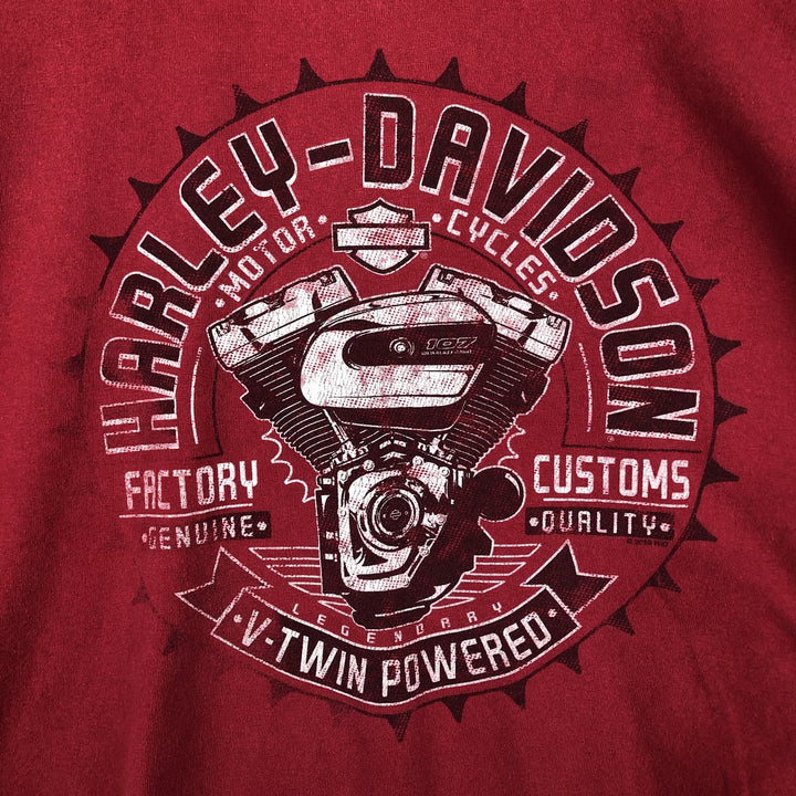 Harley-Davidson Motorcycle Long Sleeve T-Shirt, Men's Size XL unclear red type Vintage Second Hand
