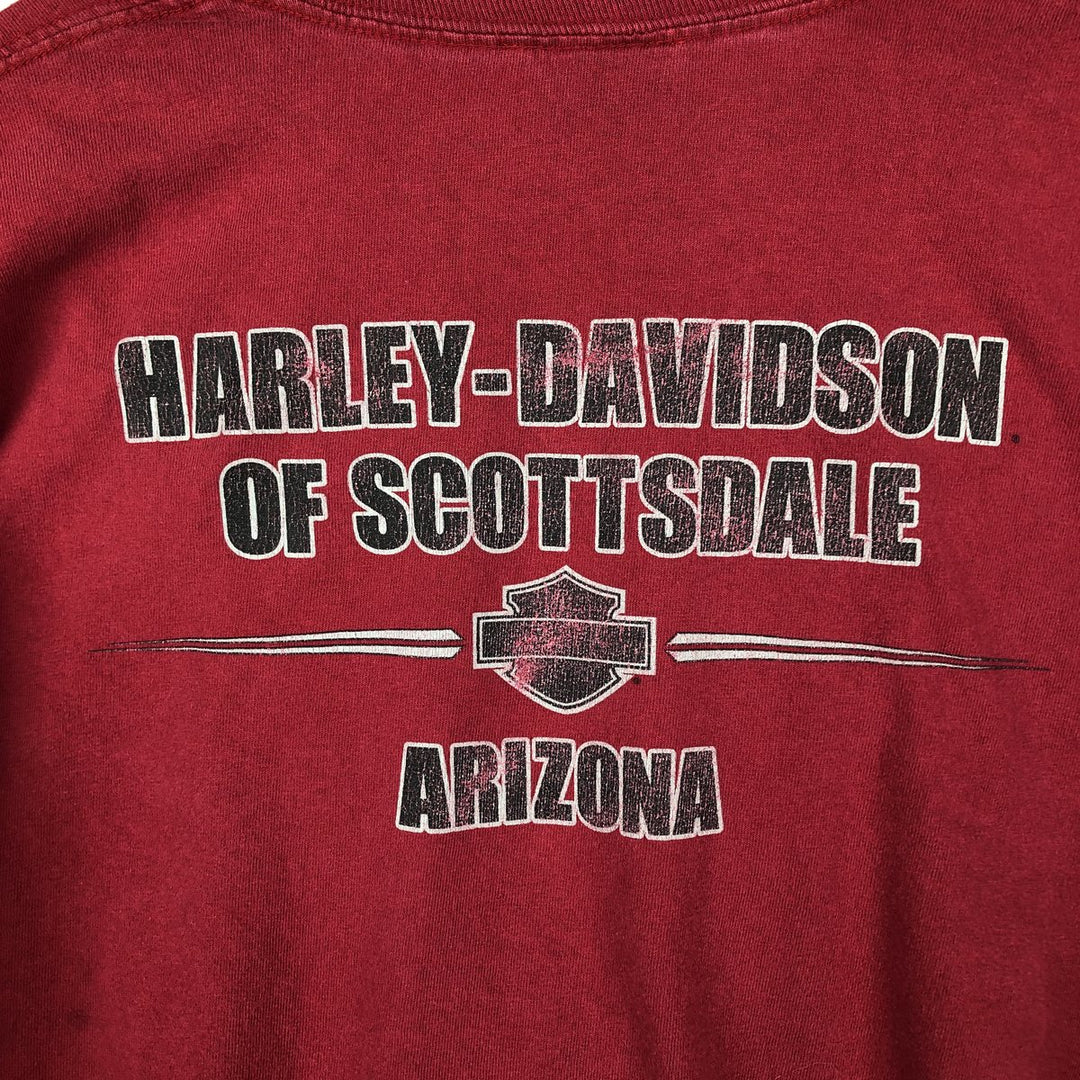 Harley-Davidson Motorcycle Long Sleeve T-Shirt, Men's Size XL unclear red type Vintage Second Hand