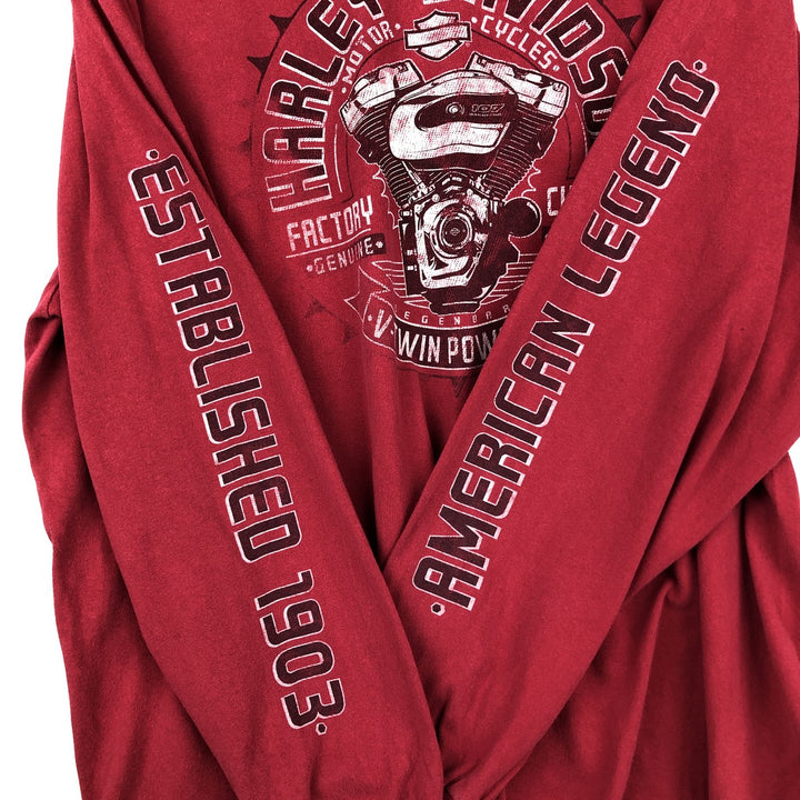 Harley-Davidson Motorcycle Long Sleeve T-Shirt, Men's Size XL unclear red type Vintage Second Hand