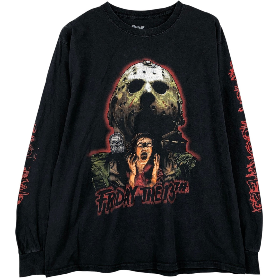 Friday the 13th Long-Sleeve T-Shirt (Men's Size L) cotton black type Vintage Second Hand