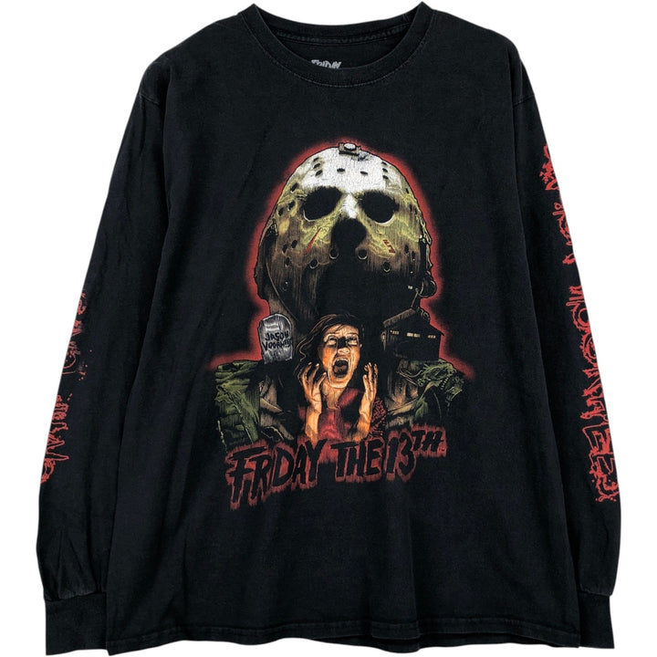 Friday the 13th Long-Sleeve T-Shirt (Men's Size L) cotton black type Vintage Second Hand