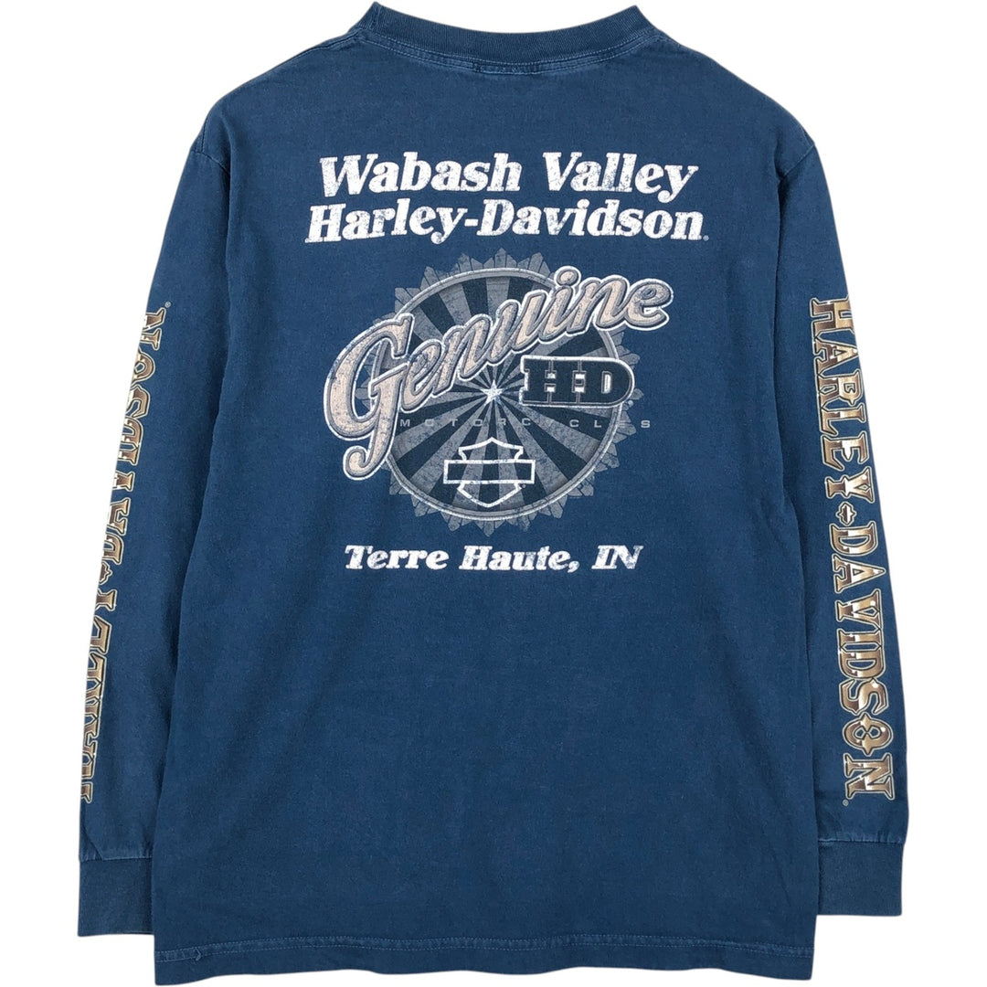 Harley-Davidson Long Sleeve T-Shirt, Men's Medium cotton blue type Vintage Second Hand