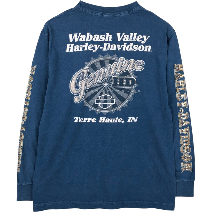Harley-Davidson Long Sleeve T-Shirt, Men's Medium cotton blue type Vintage Second Hand